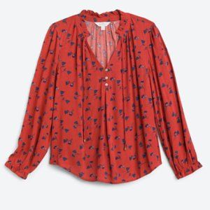 Market & Spruce Red and Blue Ava Tie Neck Long Sleeve Top from Stitch Fix